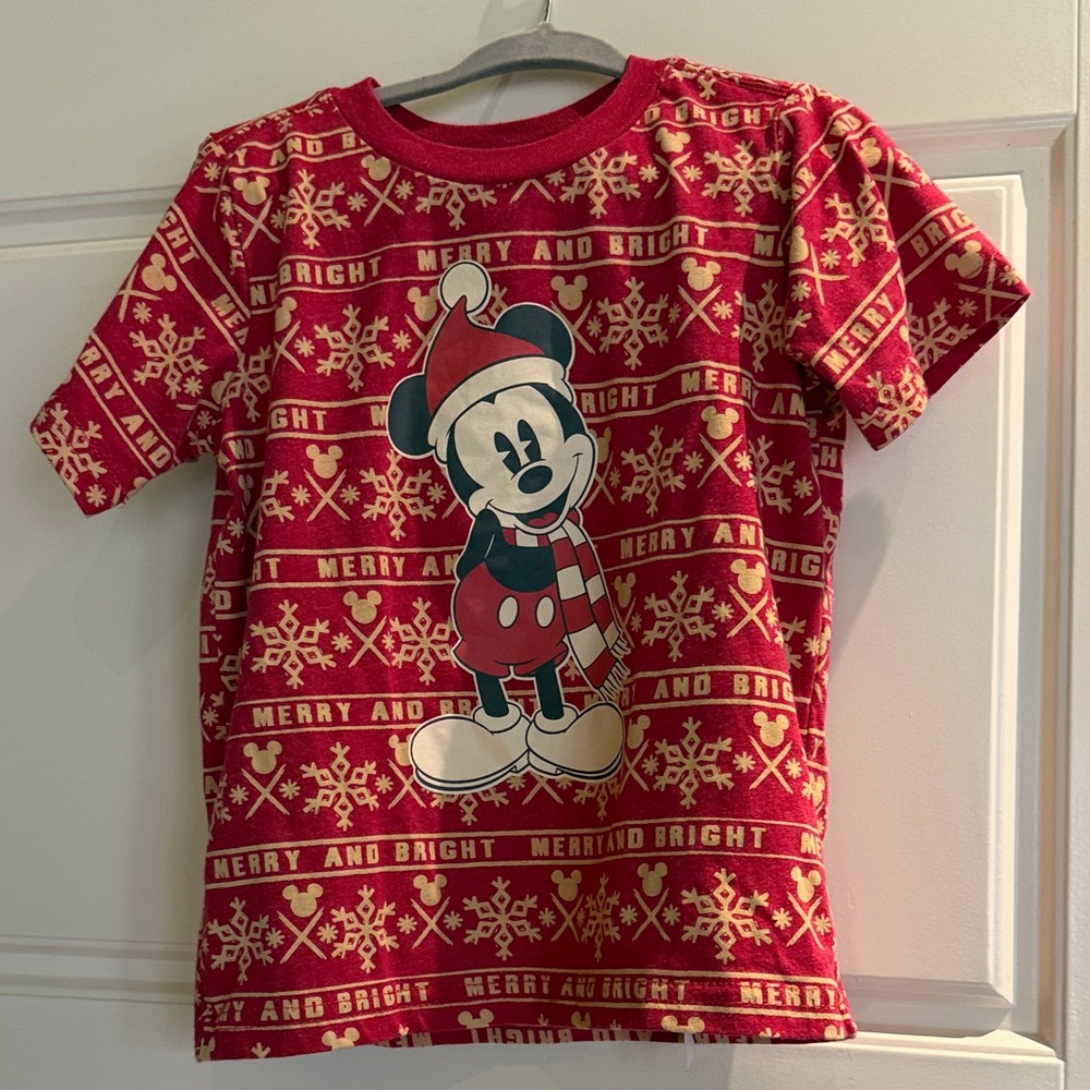 Disney Red Mickey Mouse Holiday Tee